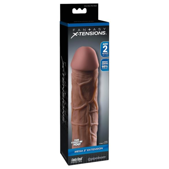 X-TENSION Mega 2 - funda de pene realista - 20,3 cm - color oscuro natural