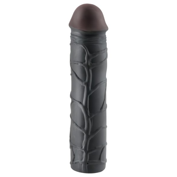 X-TENSION Mega 3 - funda pene realista - silicona negra - 22,8 cm