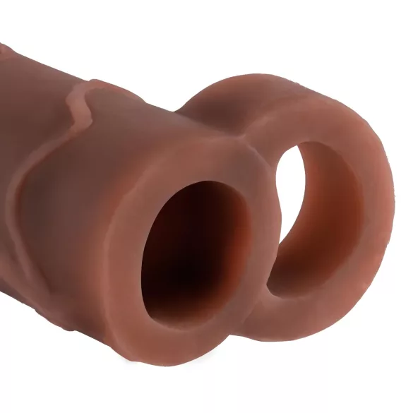 X-TENSION Perfect 2 - funda para pene con anillo - 19cm - color oscuro natural