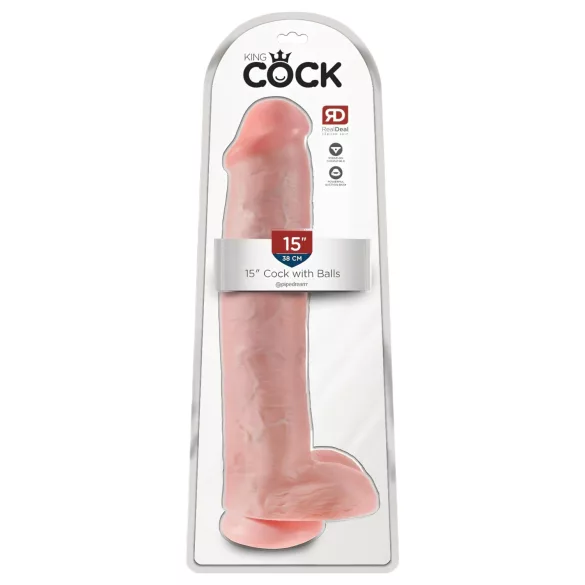 King Cock 15 - consolador con ventosa y testículos (38 cm, color natural)