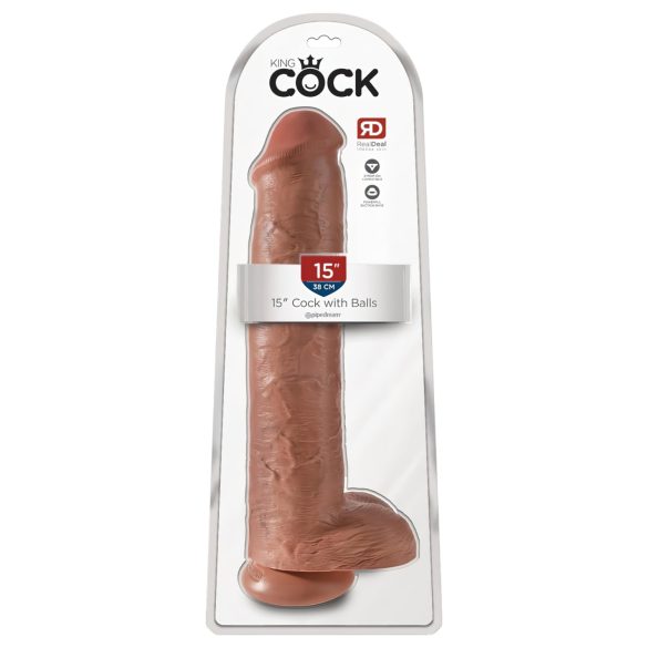 King Cock 15 - Dildo Gigante (38 cm) - Tono Oscuro Natural