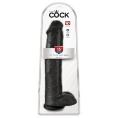   King Cock 15 - Consolador realista con ventosa y testículos - negro 38 cm