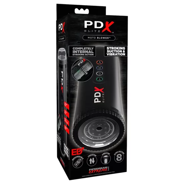 PDX Moto Blower - masturbador de succión y vibración (negro)