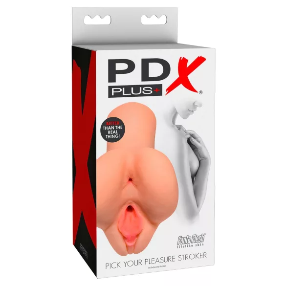 PDX Pick Your Pleasure - masturbador realista 2 en 1 (color natural)
