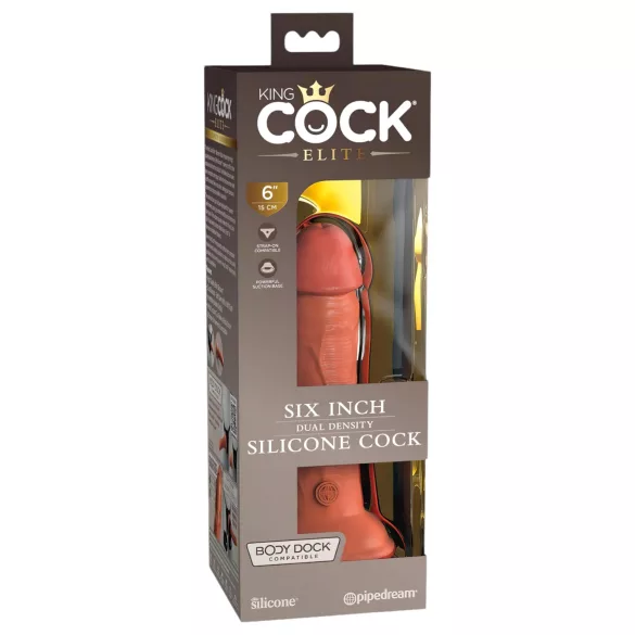 King Cock Elite 6 - consolador realista con ventosa 15 cm - color oscuro