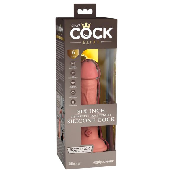 King Cock Elite 6 - consolador realista vibrador 15cm - color piel oscura