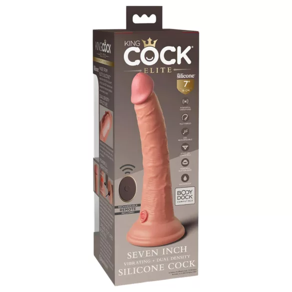 King Cock Elite 7 - vibrador con ventosa y control remoto 18cm - color natural