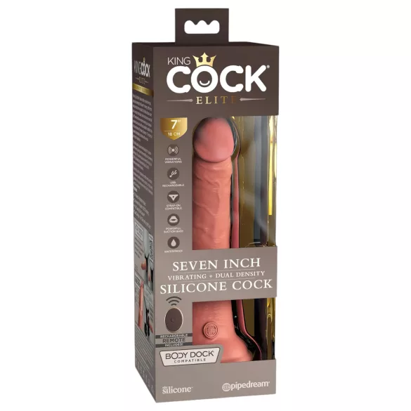 King Cock Elite 7 - vibrador con ventosa y control remoto 18cm - color natural