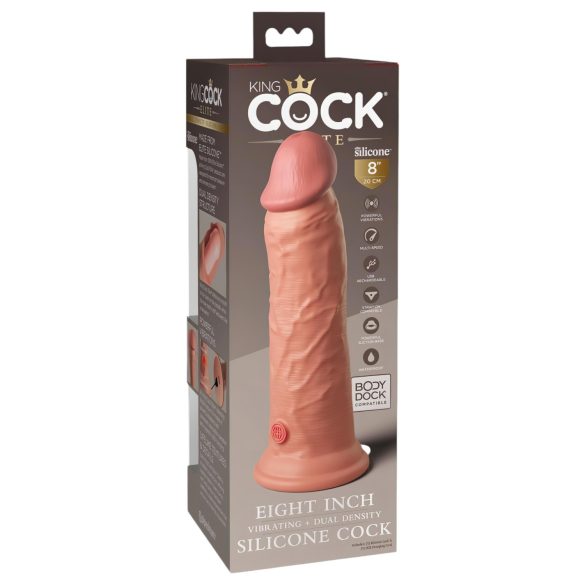 King Cock Elite 8 - consolador vibrador con ventosa 20cm - color natural