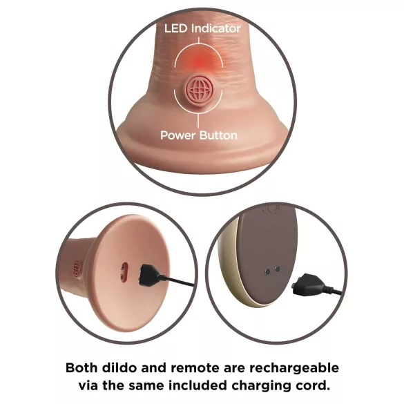King Cock Elite 9 - consolador con ventosa vibrador 23cm - color piel