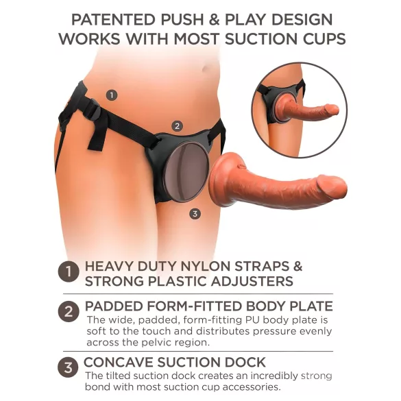 King Cock Elite Comfy - arnés con dildo realista - silicona marrón oscuro