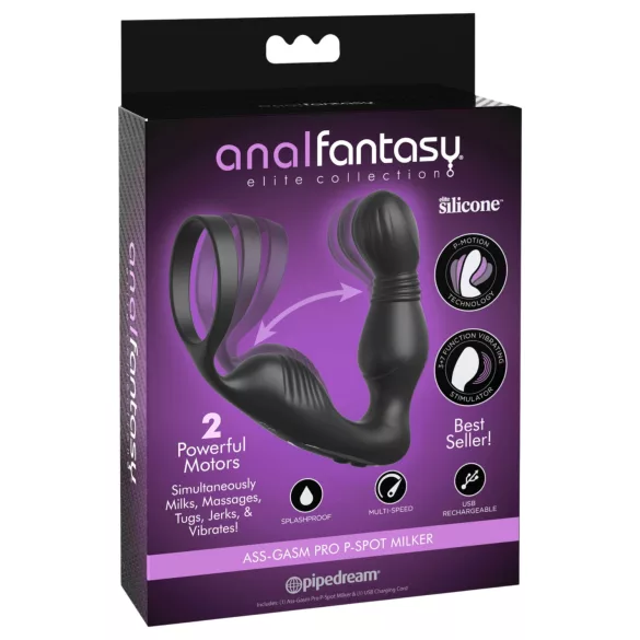Anal Fantasy Elite - vibrador de próstata con anillo para el pene (negro)
