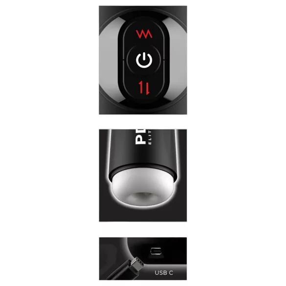 PDX Elite - masturbador automático vibrador impulsos - negro
