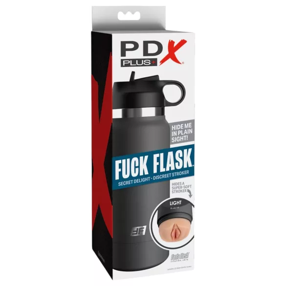 PDX - Fuck Flask Secret Delight - vagina artificial en cantimplora (negro-natural)