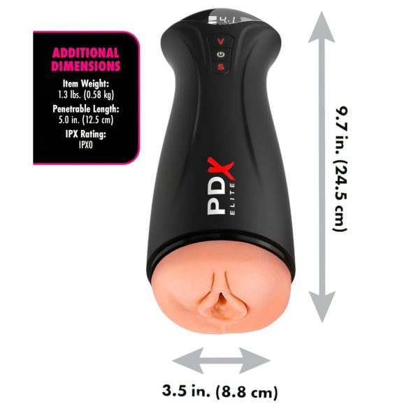 PDX Elite - masturbador succionador vibrador - silicona negra
