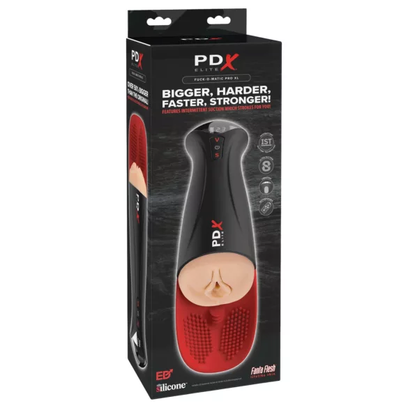 PDX Elite Fuck-O-Mat Pro XL - masturbador vibrador con succión estimulada (negro)