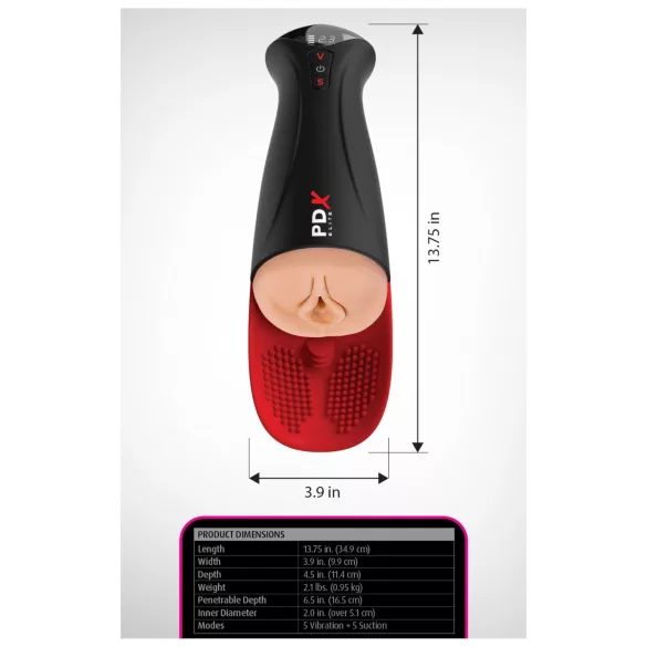 PDX Elite Fuck-O-Mat Pro XL - masturbador vibrador con succión estimulada (negro)
