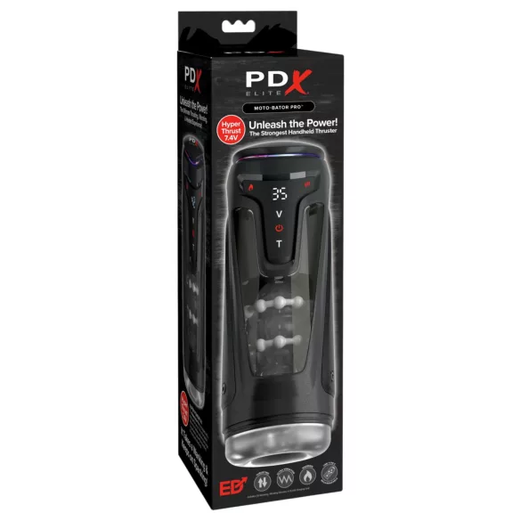 PDX Elite Moto-Bator Pro - masturbador impulsor con perlas y función de calor (negro)