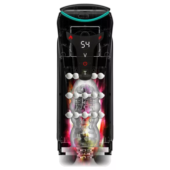 PDX Elite Moto-Bator Pro - masturbador impulsor con perlas y función de calor (negro)