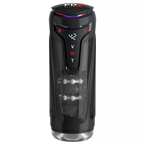 PDX Elite Moto-Bator Pro - masturbador impulsor con perlas y función de calor (negro)
