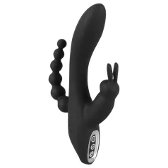   SMILE Triple - vibrador recargable triple impermeable silicona negro