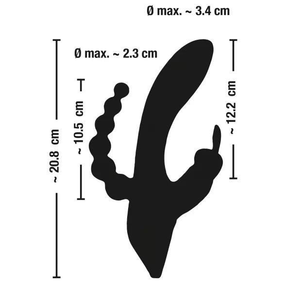 SMILE Triple - vibrador recargable triple impermeable silicona negro