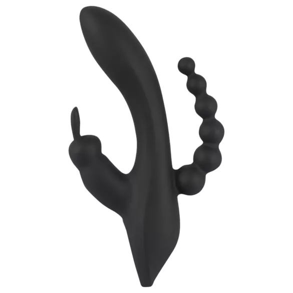 SMILE Triple - vibrador recargable triple impermeable silicona negro