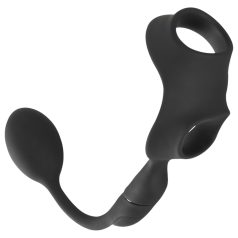   Rebel - anillo para pene y testículos con vibrador anal - silicona negra