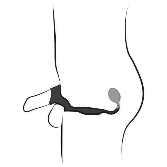 Rebel - anillo para pene y testículos con vibrador anal - silicona negra