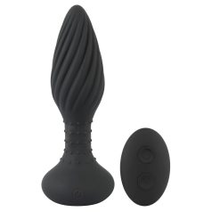 ANOS - vibrador anal rotatorio con cuentas - silicona negra