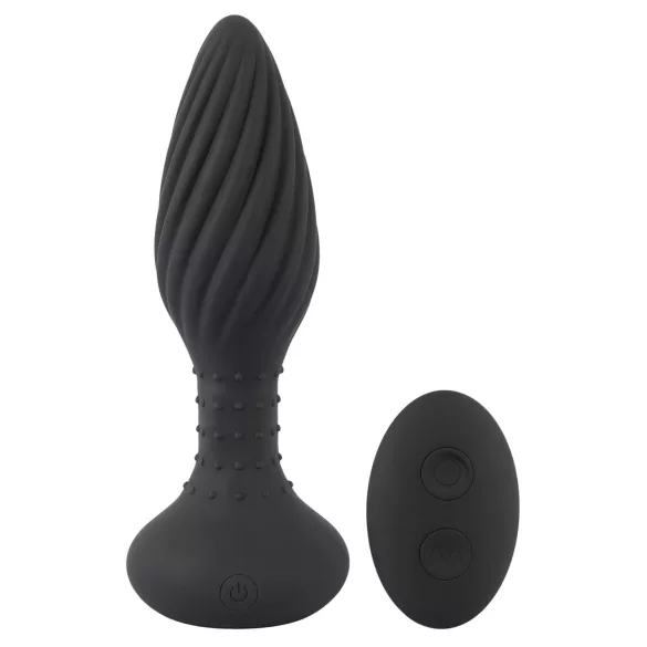 ANOS - vibrador anal rotatorio con cuentas - silicona negra