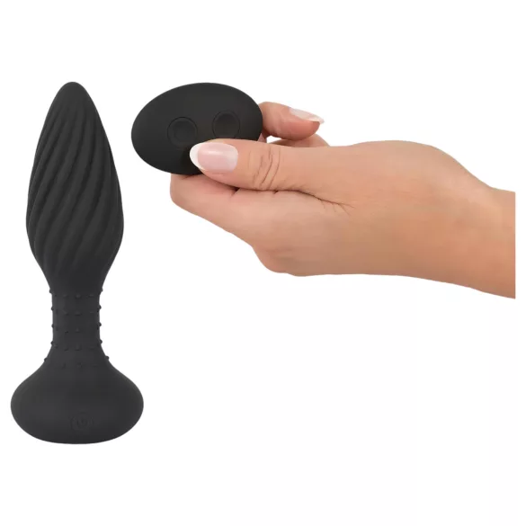 ANOS - vibrador anal rotatorio con cuentas - silicona negra