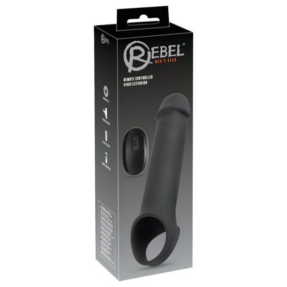 Rebel - funda para pene vibradora recargable con control remoto - silicona negra