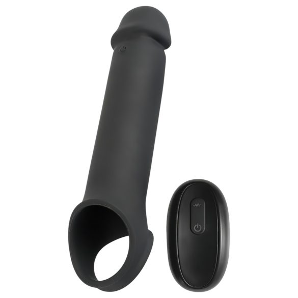 Rebel - funda para pene vibradora recargable con control remoto - silicona negra