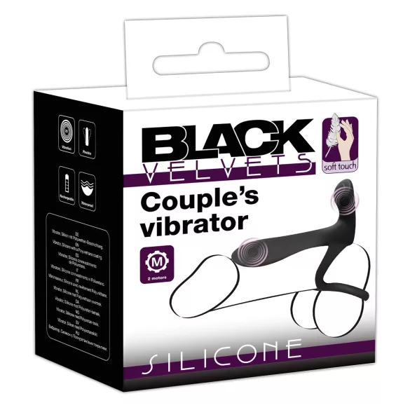 Black Velvets - vibrador pareja y anillo pene recargable 2en1 - silicona negra