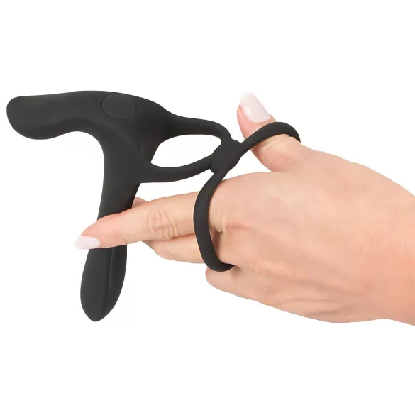 Black Velvets - vibrador pareja y anillo pene recargable 2en1 - silicona negra