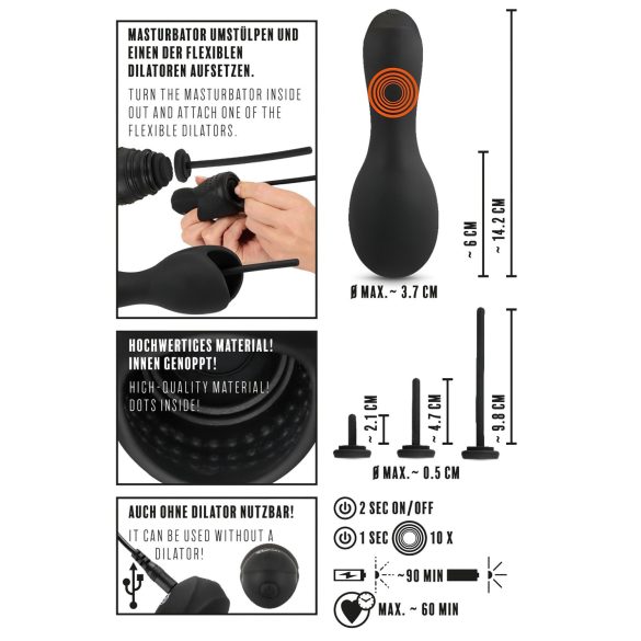 Rebel - vibrador para glande con dilatador - silicona negra