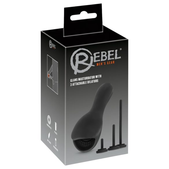 Rebel - vibrador para glande con dilatador - silicona negra
