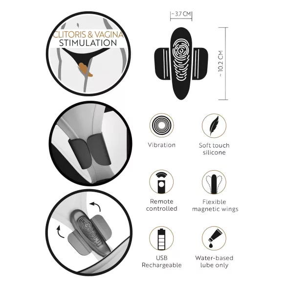 GoGasm Panty - vibrador para clítoris recargable con control remoto - negro