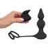 Rebel 2 en 1 - vibrador anal recargable con anillo para pene y radio (negro)