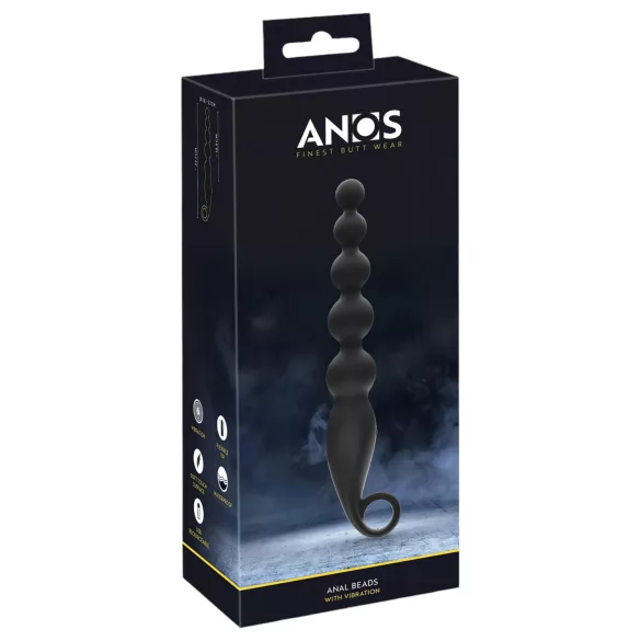 ANOS - plug anal con cuentas - vibrador - silicona negra