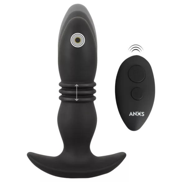 ANOS - vibrador anal con empuje y control remoto - silicona negra