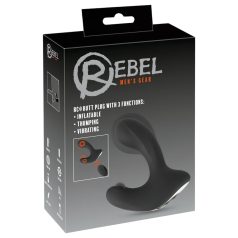   Rebel RC - plug anal inflable con vibración recargable - silicona negra