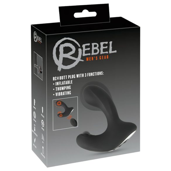 Rebel RC - inflable vibrador anal recargable con control remoto (negro)