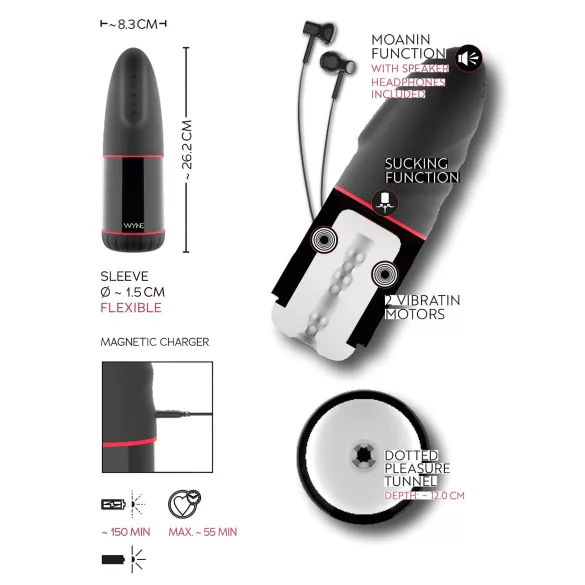 WYNE 02 - masturbador masculino recargable con vibración y succión