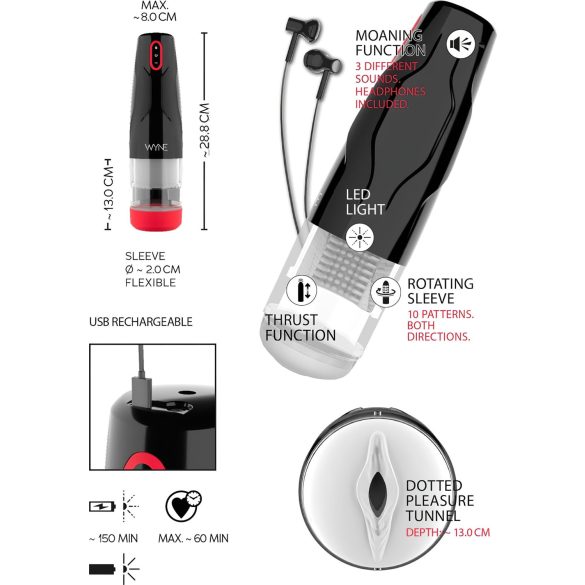 WYNE 05 - masturbador automático rotatorio - recargable - negro y blanco