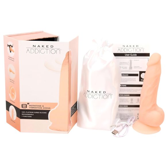 Naked Addiction - vibrador rotativo - realista - 20 cm - color piel