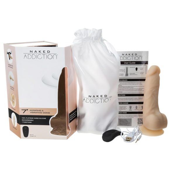 Naked Addiction Rotating 7 - vibrador rotante (18cm) - natural