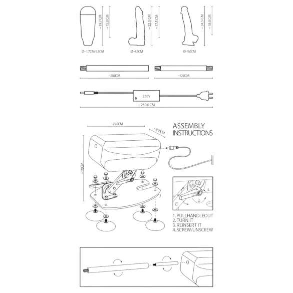 The Banger - máquina sexual - incluye 2 consoladores y 1 vagina masturbadora