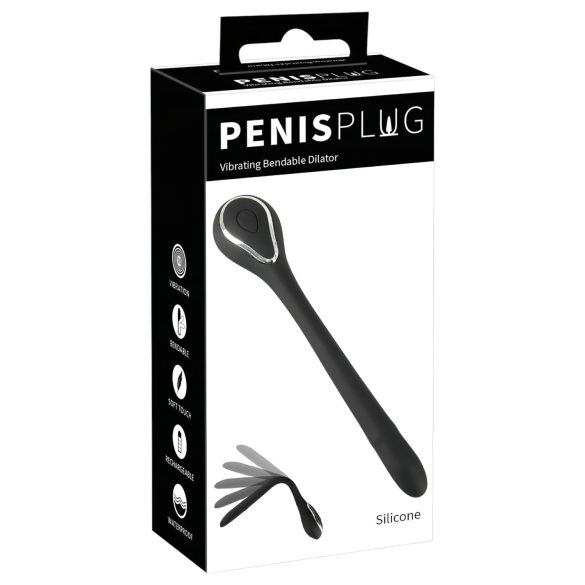 Vibrador uretral recargable negro (1,1 cm)